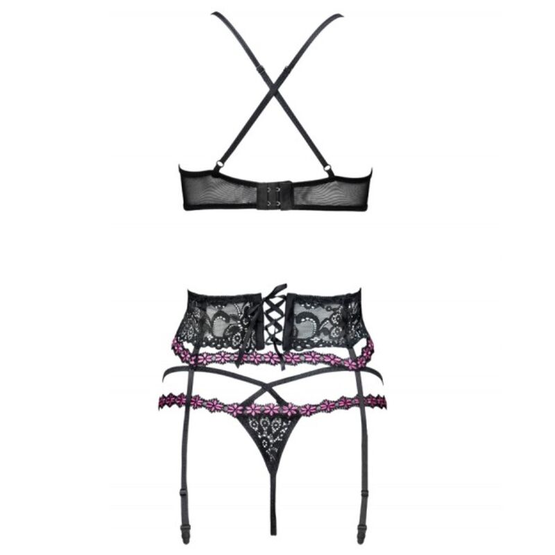 LIVCO CORSETTI FASHION - SNEHANA LC 90443 SOUTIEN-GORGE + JARRETIÈRE + CULOTTE NOIR