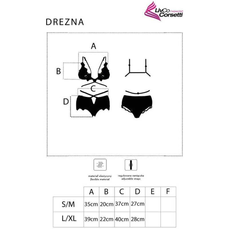 LIVCO CORSETTI FASHION - DREZNA LC 90733 BRA + PANTIES BLACK