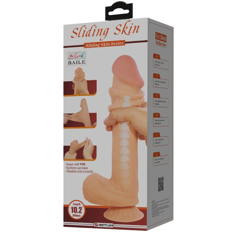 PRETTY LOVE - SLIDING SKIN SERIES REALISTIC DILDO WITH SUCTION CUP SLIDING SKIN FLESH 26 CM