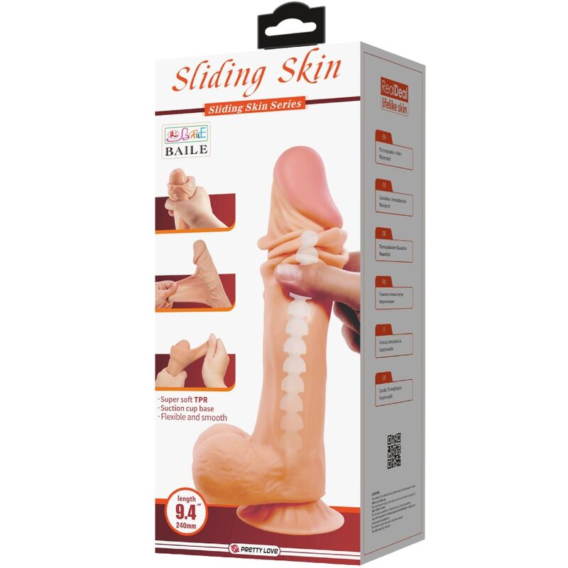 PRETTY LOVE - SLIDING SKIN SERIES REALISTIC DILDO WITH SUCTION CUP SLIDING SKIN 24 CM