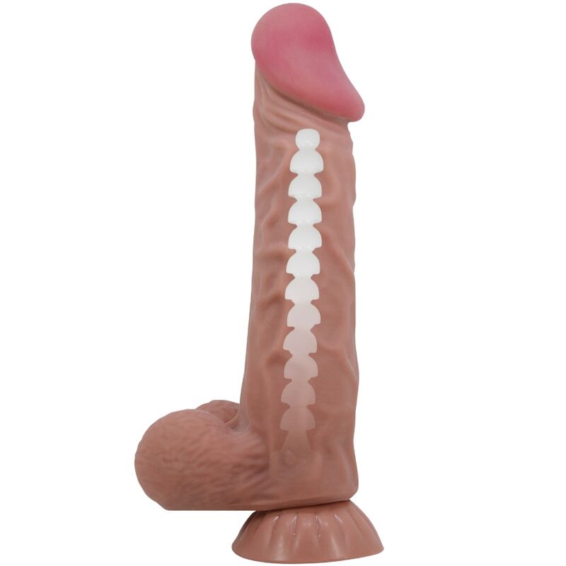 PRETTY LOVE - SLIDING SKIN SERIES REALISTIC DILDO WITH SUCTION CUP SLIDING SKIN BROWN 24 CM