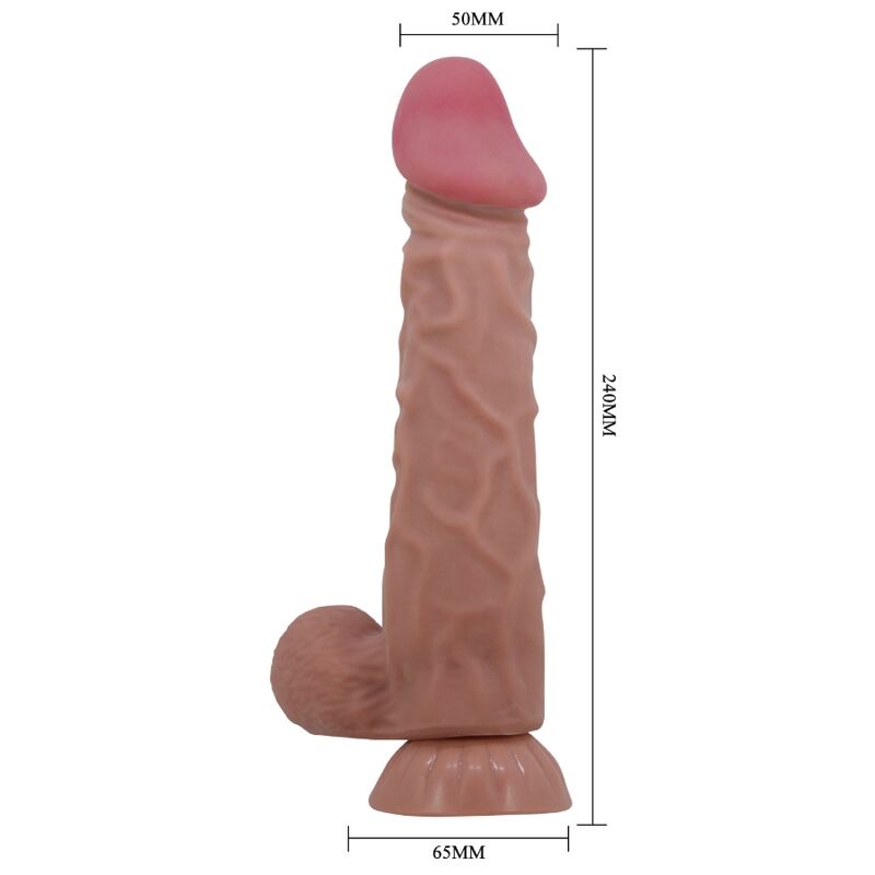 PRETTY LOVE - SLIDING SKIN SERIES DILDO REALISTA CON VENTOSA SLIDING SKIN MARRÓN 24 CM