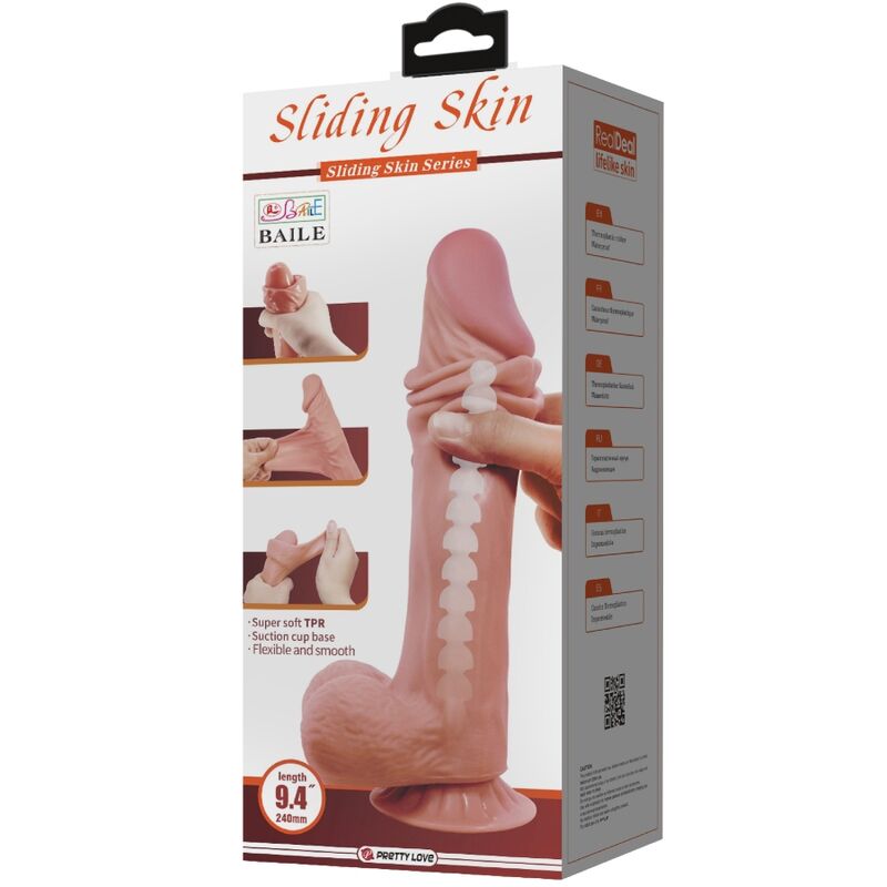 PRETTY LOVE - SLIDING SKIN SERIES REALISTIC DILDO WITH SUCTION CUP SLIDING SKIN BROWN 24 CM