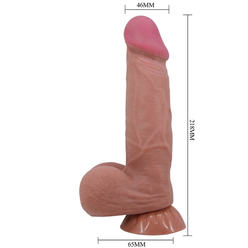 PRETTY LOVE - SLIDING SKIN SERIES REALISTIC DILDO WITH SLIDING SUCTION CUP BROWN SKIN 21.8CM