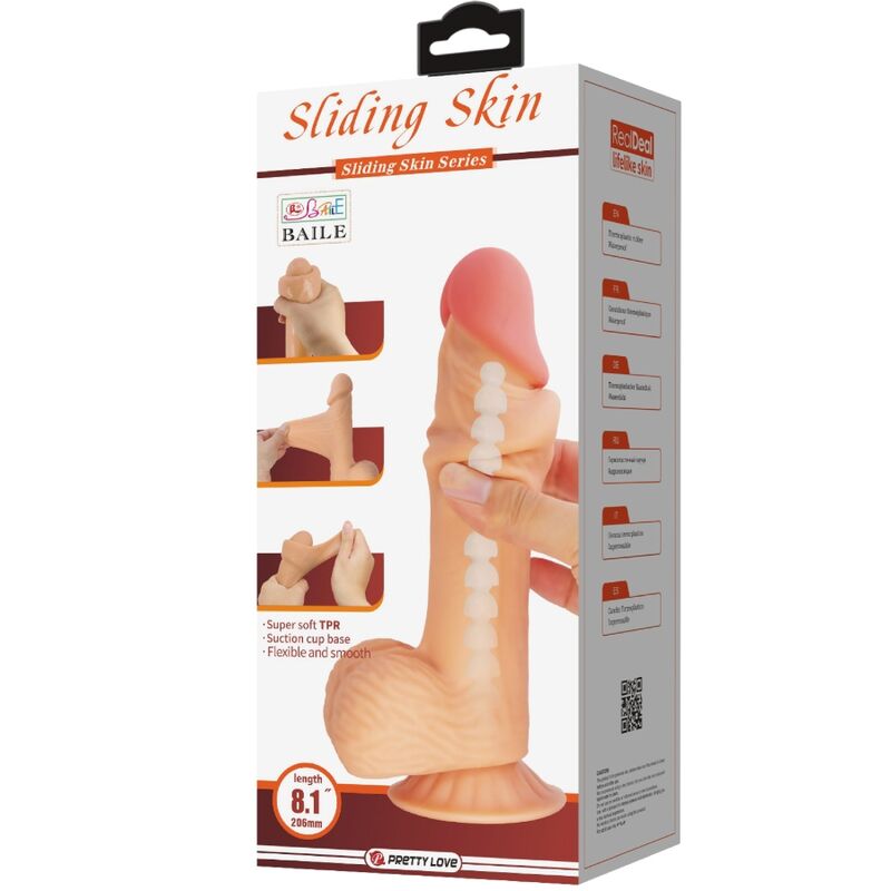 PRETTY LOVE - SLIDING SKIN SERIES REALISTIC DILDO WITH SUCTION CUP SLIDING SKIN 20.6 CM