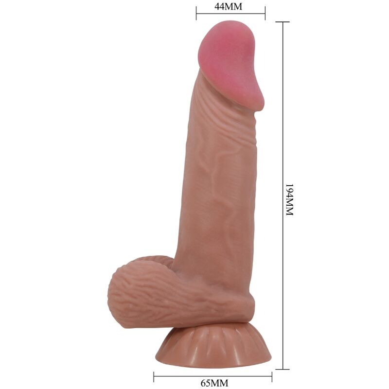 PRETTY LOVE - SLIDING SKIN SERIES REALISTIC DILDO WITH SLIDING SUCTION CUP BROWN SKIN 19.4CM