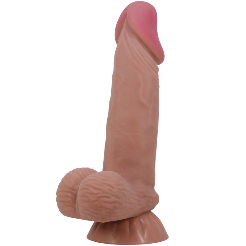 PRETTY LOVE - SLIDING SKIN SERIES REALISTIC DILDO WITH SLIDING SUCTION CUP BROWN SKIN 19.4CM