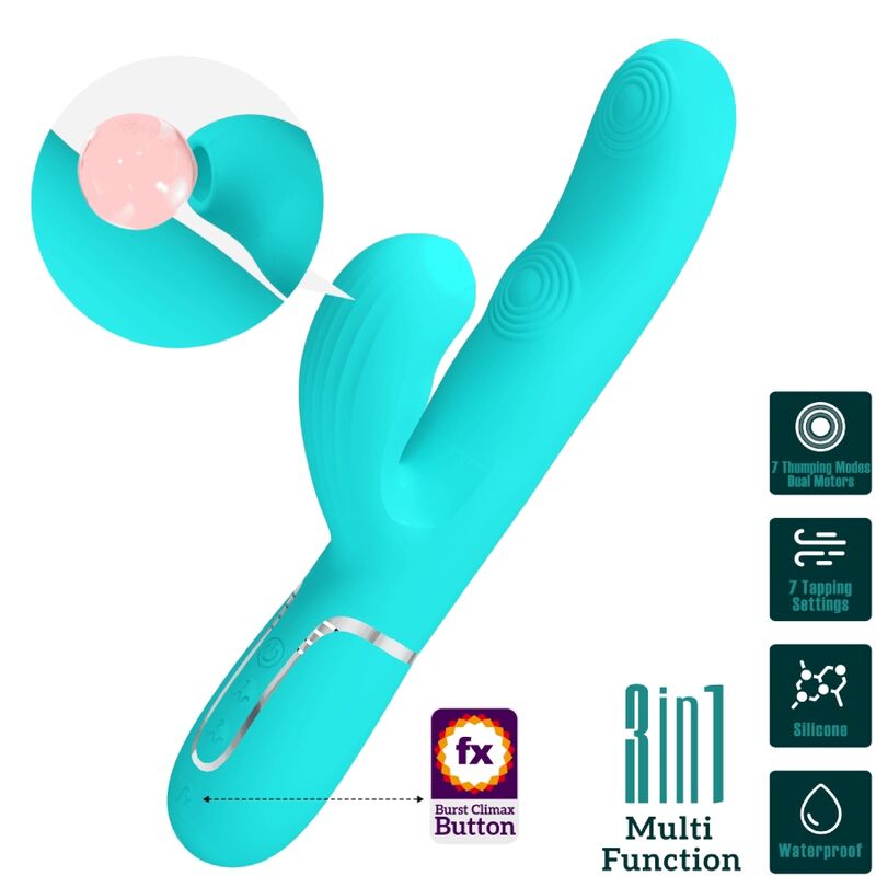 PRETTY LOVE - PERLITA 3 EN 1 VIBRADOR MULTIFUNCIÓN PUNTO G VERDE AGUA