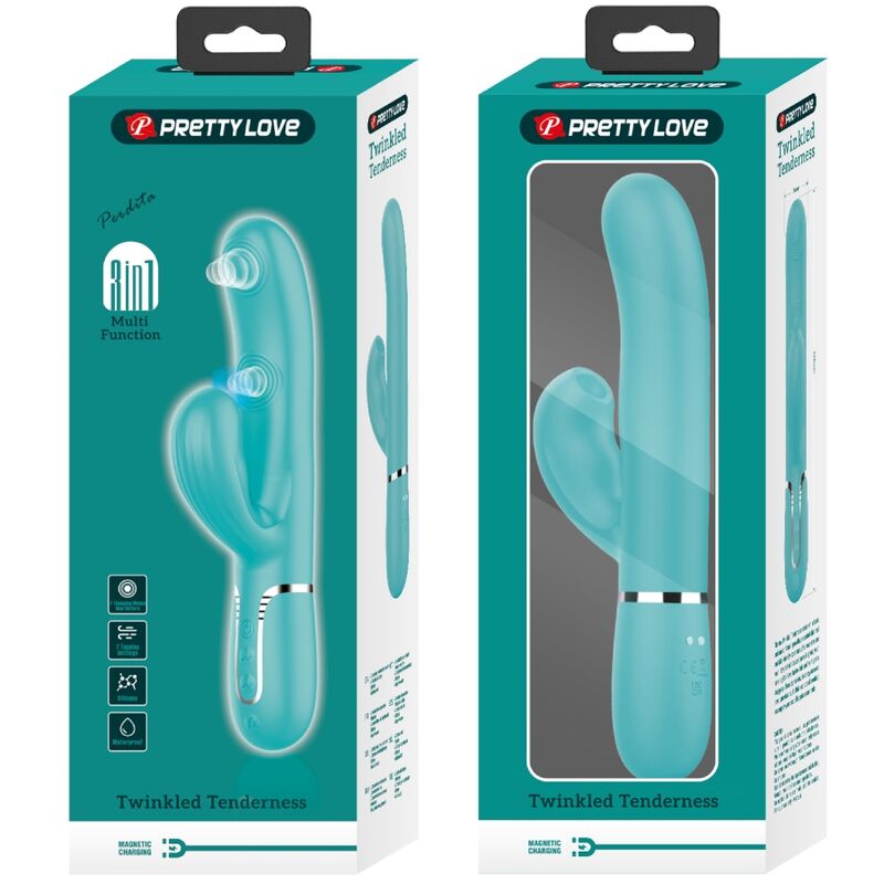 PRETTY LOVE - PERLITA 3 EN 1 VIBRADOR MULTIFUNCIÓN PUNTO G VERDE AGUA