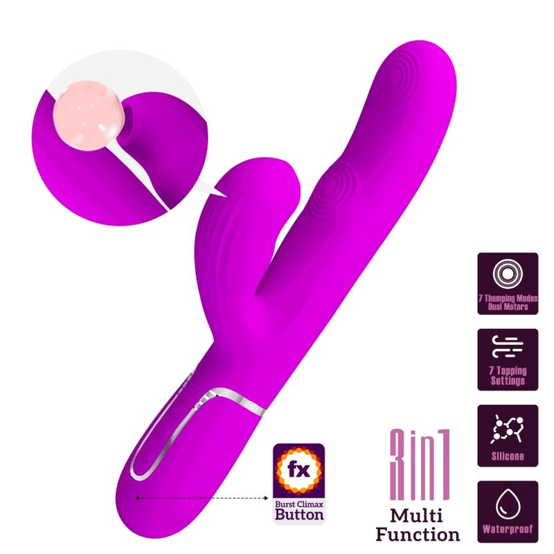 PRETTY LOVE - VIBRADOR PUNTO G MULTIFUNCIÓN 3 EN 1 PERLITA MORADO