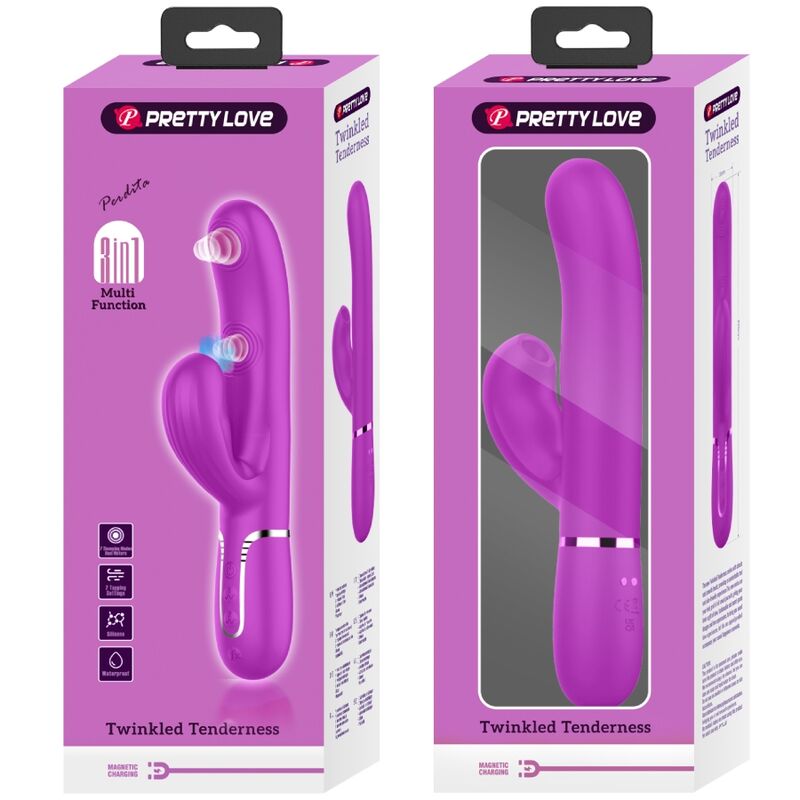 PRETTY LOVE - VIBRADOR PUNTO G MULTIFUNCIÓN 3 EN 1 PERLITA MORADO