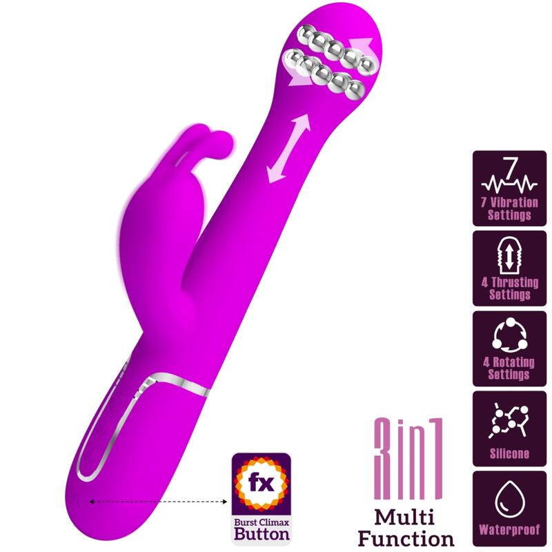 PRETTY LOVE - DEJON RABBIT VIBRADOR MULTIFUNCIÓN 3 EN 1 MORADO