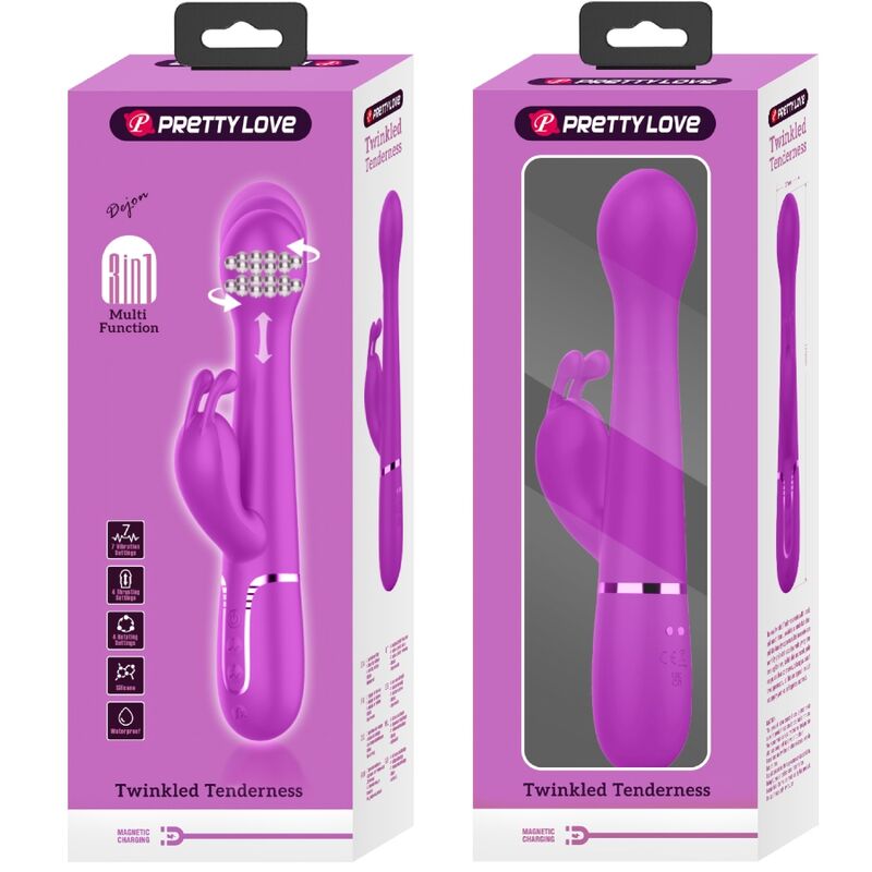 PRETTY LOVE - DEJON RABBIT VIBRADOR MULTIFUNCIÓN 3 EN 1 MORADO