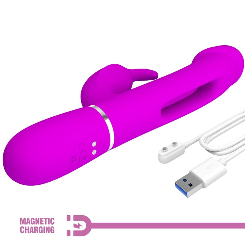 PRETTY LOVE - VIBRATEUR DEJON RABBIT 3 EN 1 MULTIFONCTION  FUCSIA