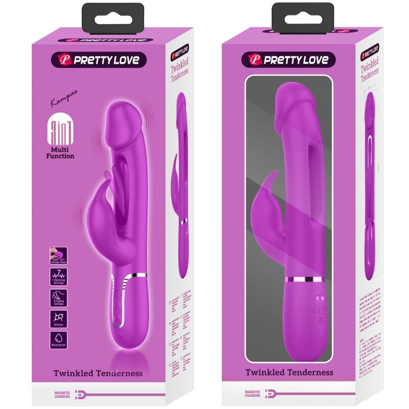 PRETTY LOVE - DEJON RABBIT VIBRADOR MULTIFUNCIÓN 3 EN 1 FUCSIA