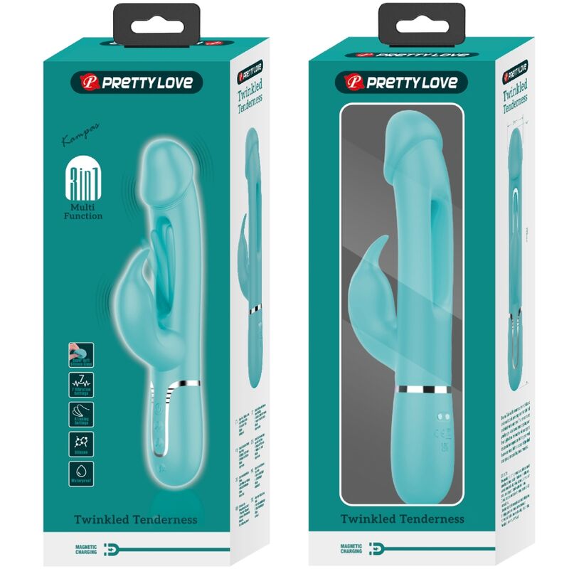 PRETTY LOVE - VIBRATEUR DEJON RABBIT 3 EN 1 MULTIFONCTION VERT AQUA