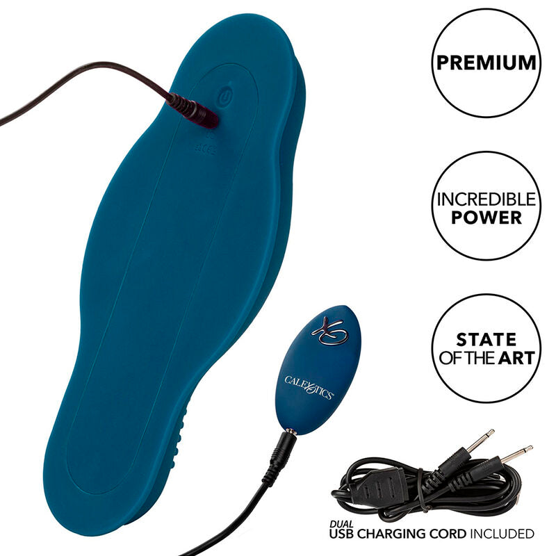CALEXOTICS - MASAJEADOR RIDER DOBLE MOTOR MANDO A DISTANCIA AZUL