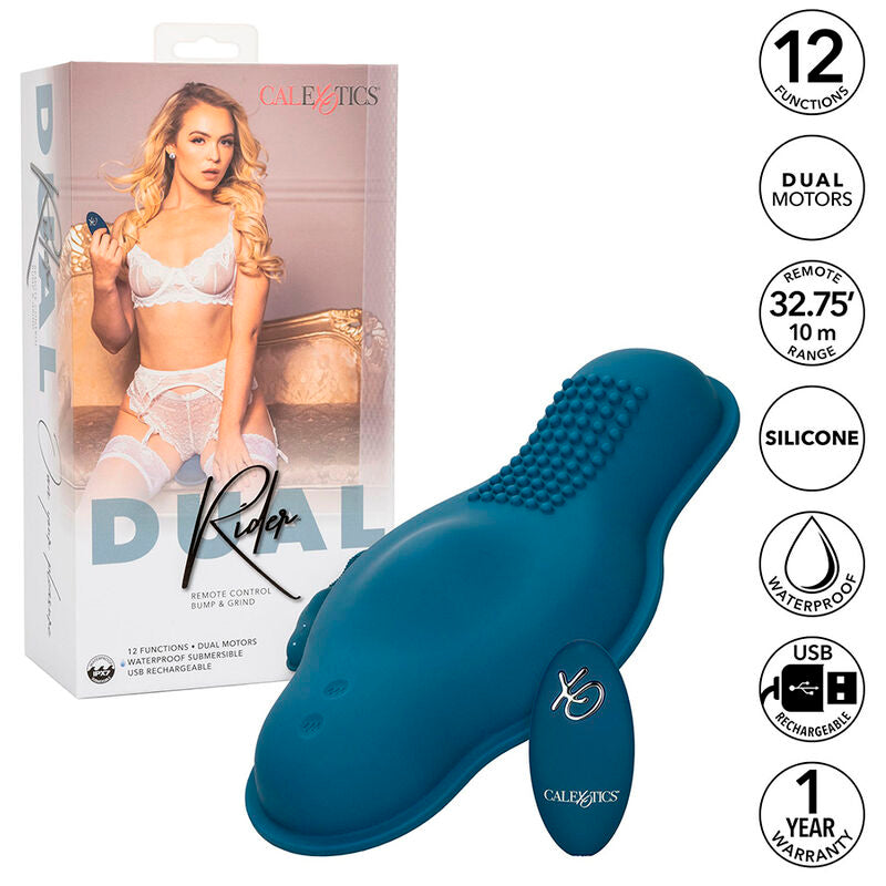 CALEXOTICS - MASAJEADOR RIDER DOBLE MOTOR MANDO A DISTANCIA AZUL
