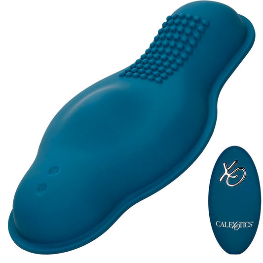 CALEXOTICS - RIDER MASSAGER DOUBLE MOTEUR TÉLÉCOMMANDE BLEU