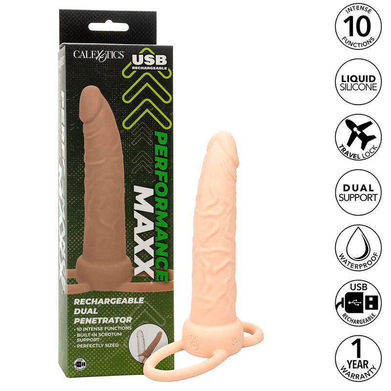 CALEXOTICS - PERFORMANCE MAXX RECHARGEABLE DUAL PENETRATOR CLEAR SKIN