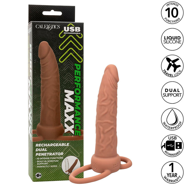 CALEXOTICS - PERFORMANCE MAXX RECHARGEABLE DOUBLE PENETRATOR BROWN SKIN