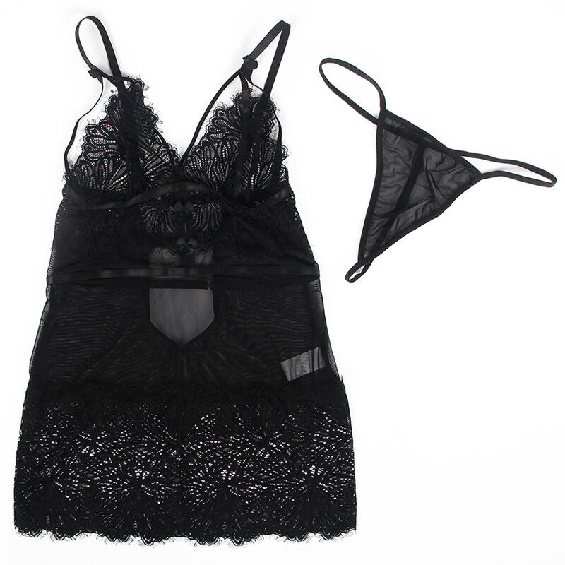 SUBBLIME - BABYDOLL ADJUSTABLE LACE STRAPS BLACK S/M