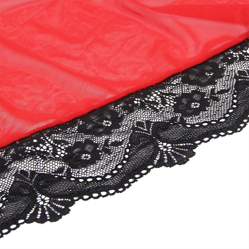 SUBBLIME - ROBE EN TISSU TRANSPARENT DÉTAIL DENTELLE ROUGE S/M