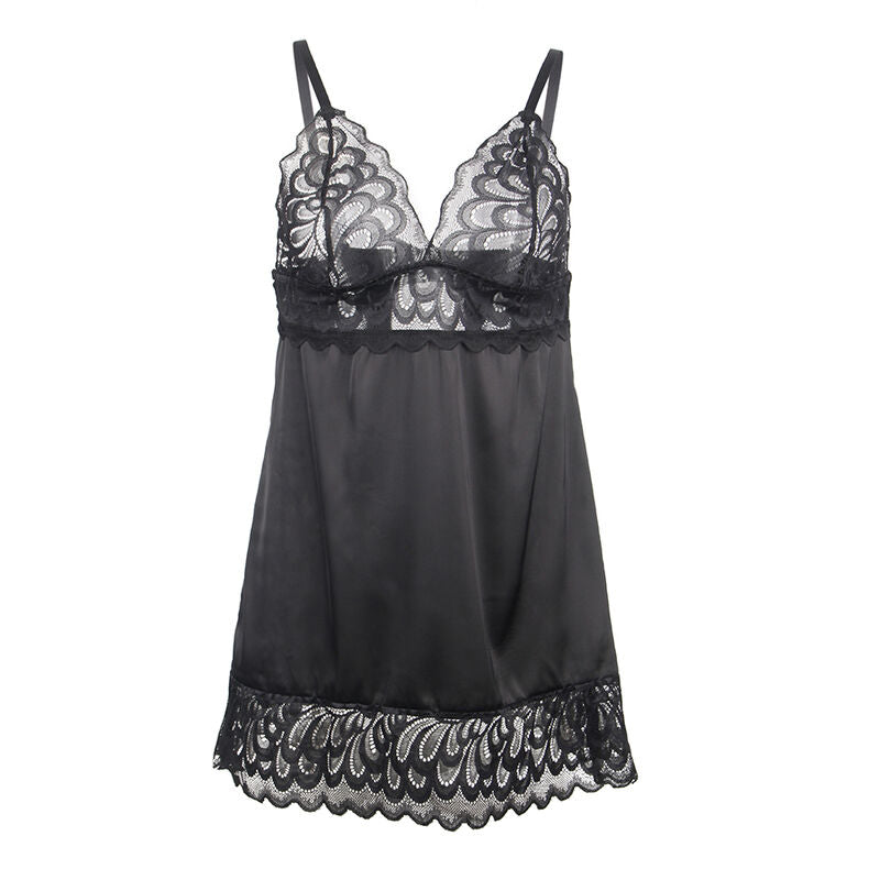 SUBBLIME - BABYDOLL AVEC POITRINE IMPRIMÉ FLEURI NOIR S/M