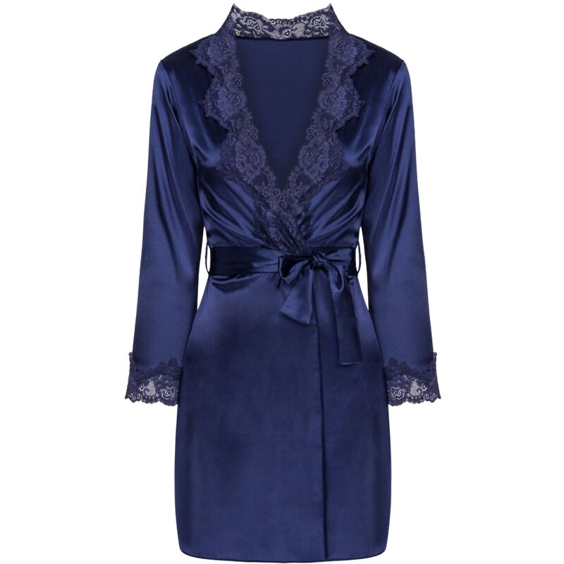 LIVCO CORSETTI FASHION - JACQUELINE LC 90249 DRESSING GOWN + SHIRT + PANTY NAVY BLUE S/M