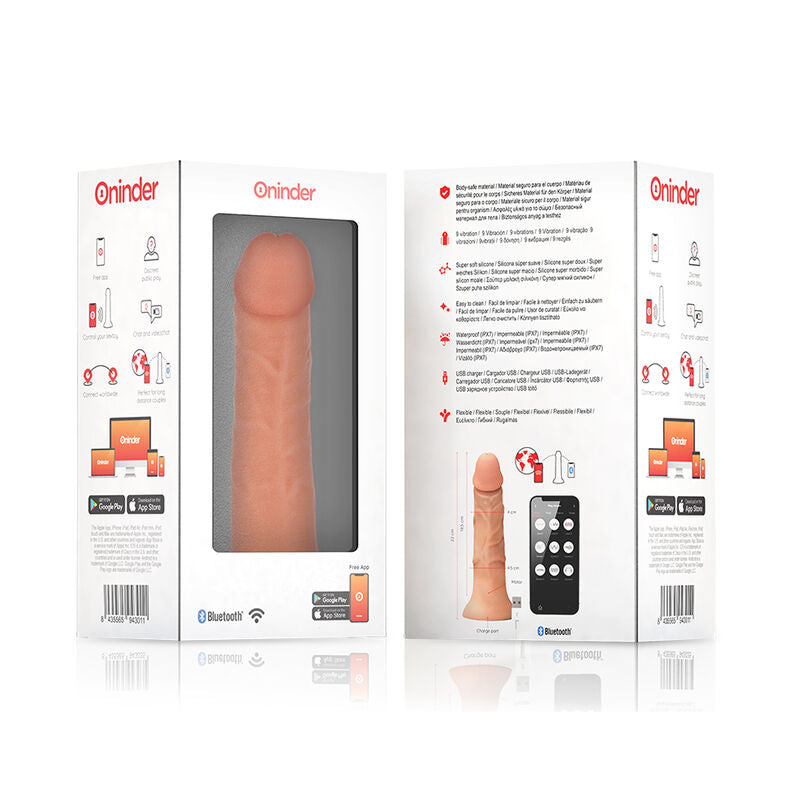 ONINDER - LARGE DILDO VIBRATOR BOGOTÁ 9 SPEEDS NATURAL 22 CM -O- 4.5 CM - FREE APP