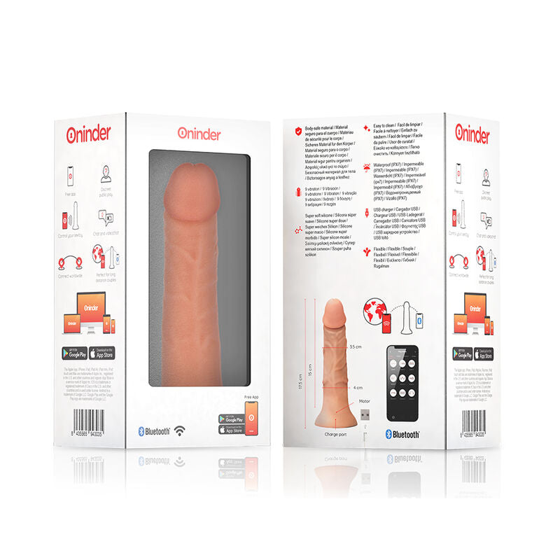 ONINDER - SMALL DILDO VIBRATOR BOGOTÁ 9 SPEEDS NATURAL 17.5 CM -O- 4 CM - FREE APP