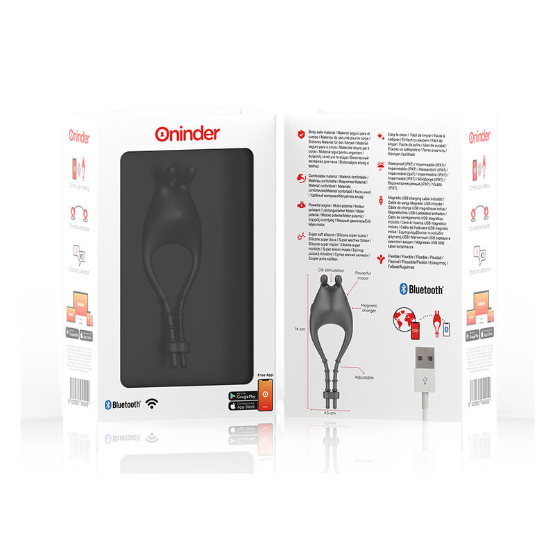 ONINDER - PAMPA ANILLO VIBRADOR AJUSTABLE RECARGABLE CON ESTIMULADOR DE CLITORIS DE 10 VELOCIDADES - APLICACIÓN GRATUITA