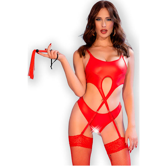 CHILIROSE - CR 4625 FOUR PIECE SET WITHOUT CROTCHLESS RED S