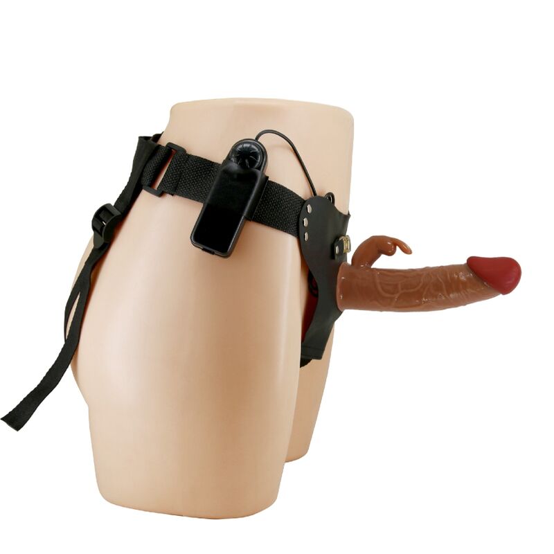 PRETTY LOVE - MARION UNIVERSAL HARNESS BROWN WITH VIBRATING DILDO 19 CM