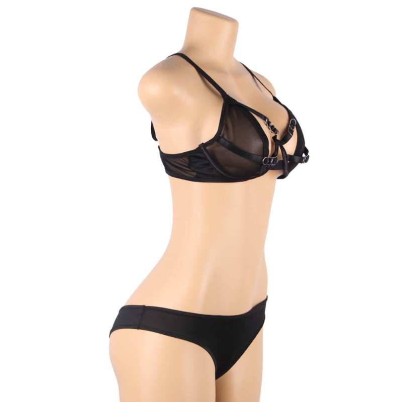 SUBBLIME - TWO PIECE SET OF SHEER BRA AND BANDS S/M