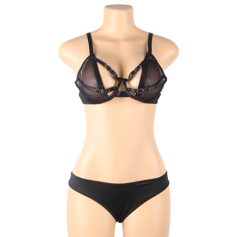 SUBBLIME - TWO PIECE SET OF SHEER BRA AND BANDS S/M