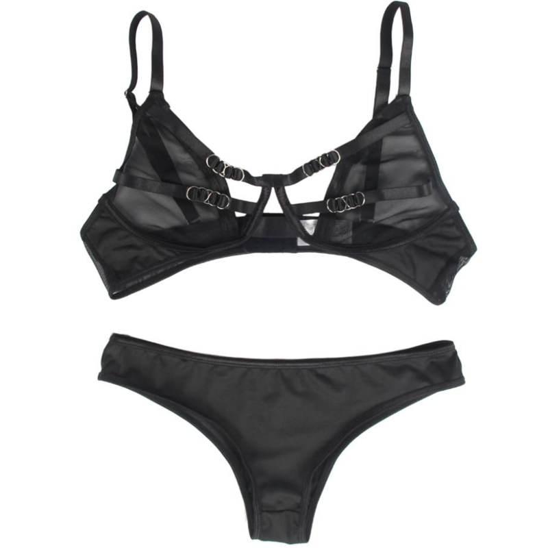 SUBBLIME - TWO PIECE SET OF SHEER BRA AND BANDS S/M