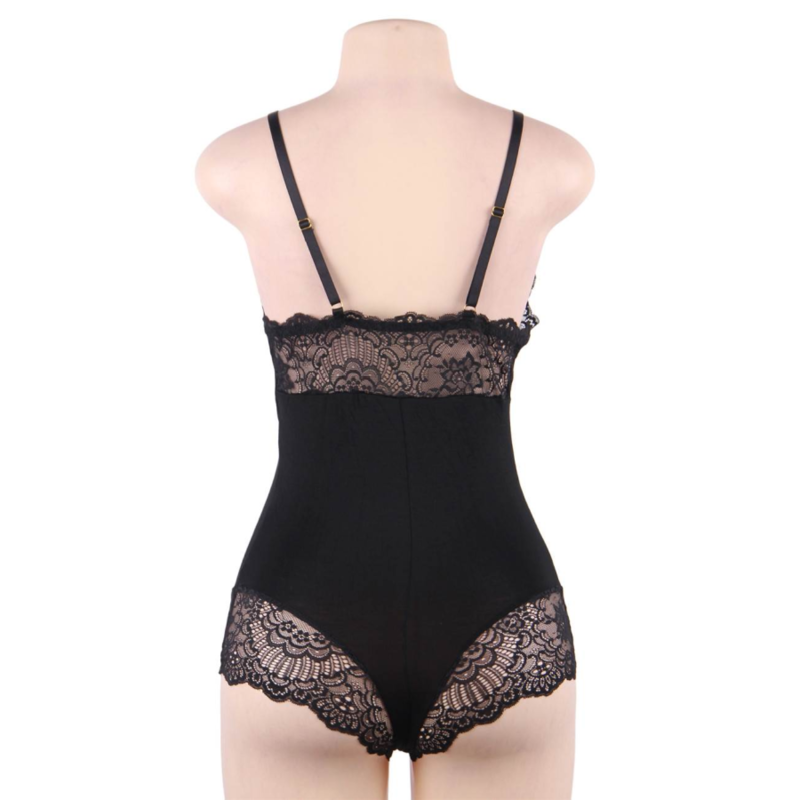 SUBBLIME - TEDDY DÉTAIL DENTELLE FLORALE NOIR S/M