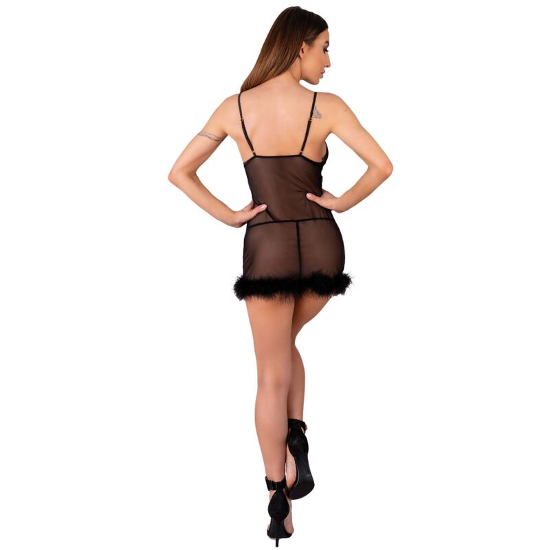 LIVCO CORSETTI FASHION - CONJUNTO BABYDOLL ZERUNAM + TANGA NEGRO