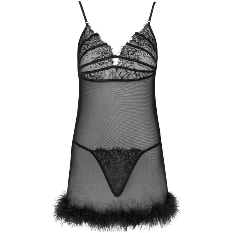 LIVCO CORSETTI FASHION - CONJUNTO BABYDOLL ZERUNAM + TANGA NEGRO