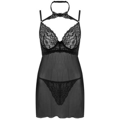 LIVCO CORSETTI FASHION - CONJUNTO BABYDOLL BINELLA + TANGA NEGRO