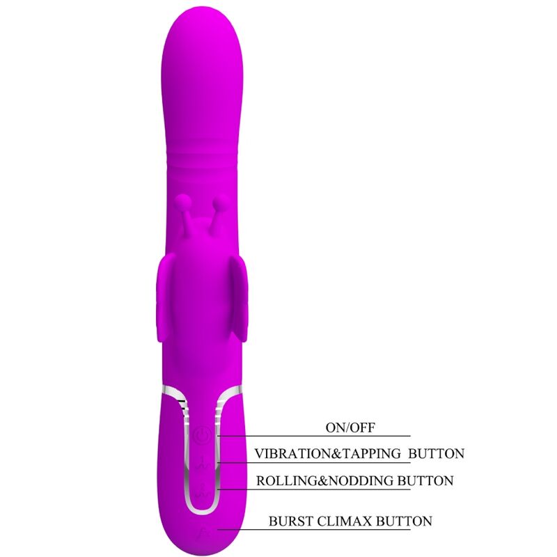 PRETTY LOVE - 4 IN 1 MULTIFUNCTIONAL RABBIT VIBRATOR FUCHSIA BUTTERFLY