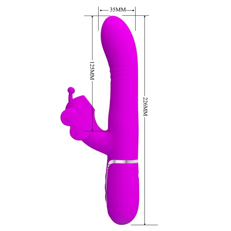 PRETTY LOVE - 4 IN 1 MULTIFUNCTIONAL RABBIT VIBRATOR FUCHSIA BUTTERFLY