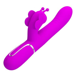 PRETTY LOVE - VIBRADOR MULTIFUNCIÓN 4 EN 1 CONEJO MARIPOSA FUCSIA