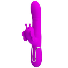 PRETTY LOVE - VIBRADOR MULTIFUNCIÓN 4 EN 1 CONEJO MARIPOSA FUCSIA