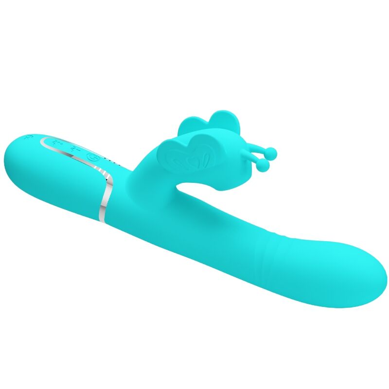 PRETTY LOVE - 4 IN 1 MULTIFUNCTIONAL RABBIT VIBRATOR BUTTERFLY AQUA GREEN