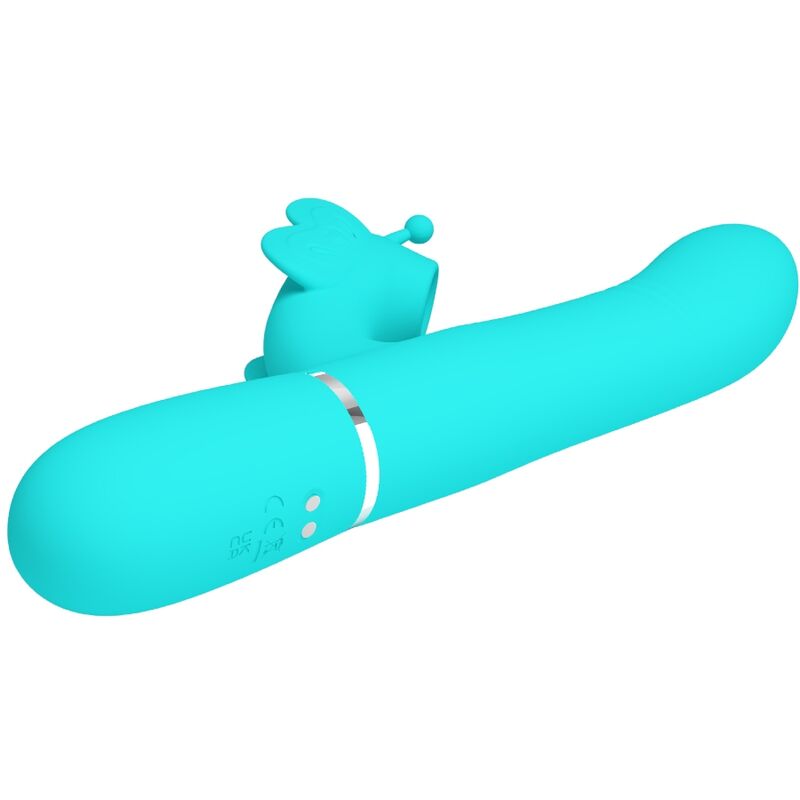 PRETTY LOVE - 4 IN 1 MULTIFUNCTIONAL RABBIT VIBRATOR BUTTERFLY AQUA GREEN