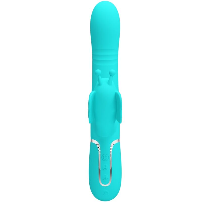 PRETTY LOVE - 4 IN 1 MULTIFUNCTIONAL RABBIT VIBRATOR BUTTERFLY AQUA GREEN