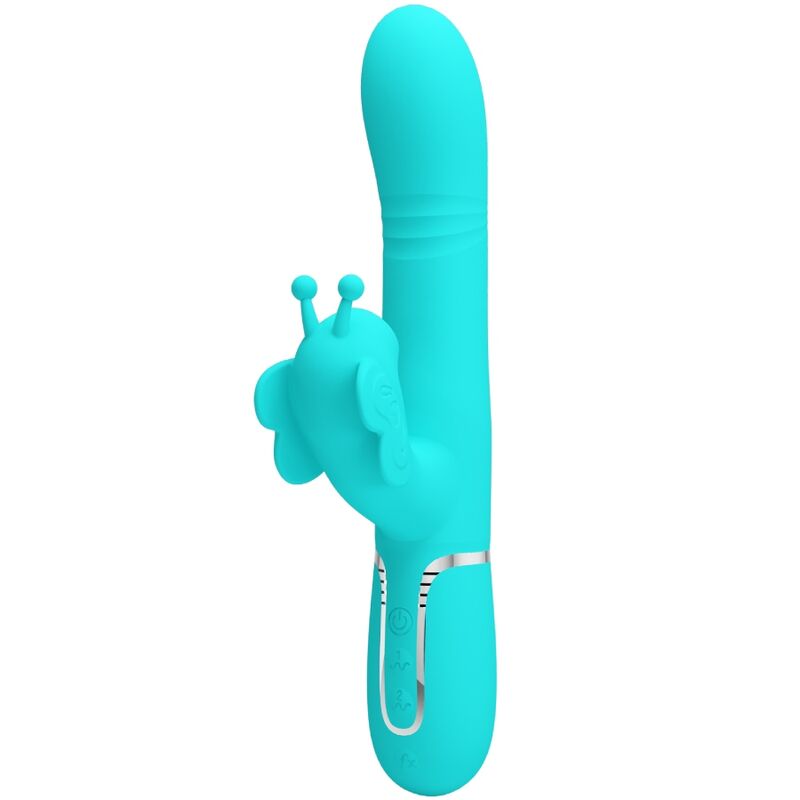 PRETTY LOVE - 4 IN 1 MULTIFUNCTIONAL RABBIT VIBRATOR BUTTERFLY AQUA GREEN