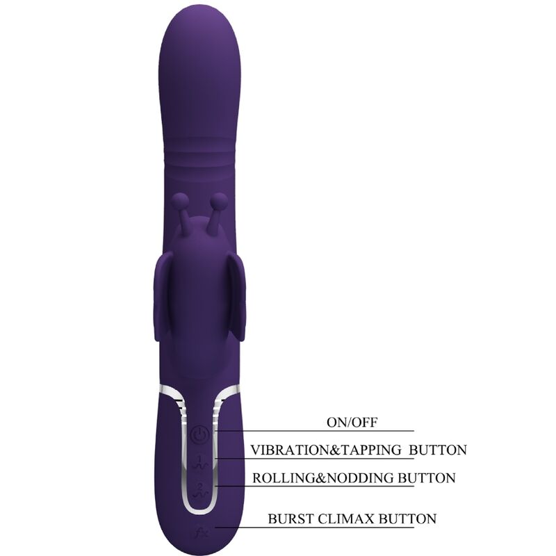 PRETTY LOVE - VIBRADOR MULTIFUNCIÓN 4 EN 1 CONEJO MARIPOSA MORADA